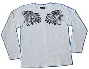 画像1: バロン 和柄 長袖Ｔシャツ 刺青デザインの紅雀（名入れ刺繍可）通販