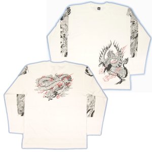 画像5: 麒麟 雲龍 長袖Ｔシャツ 和柄 ブランド紅雀 ネーム刺繍可 刺青Tシャツ 和彫 デザイン 通販 ロンＴ 和柄服