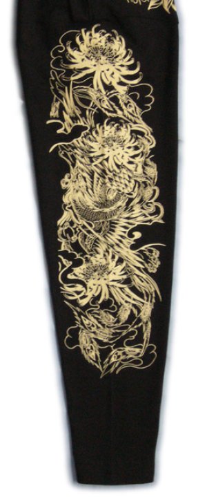 画像2: 鳳凰 刺青 デザイン 菊 和柄 長袖Ｔシャツ ブランド紅雀 (名入れ刺繍可) 和彫り 通販 和柄服