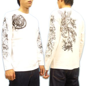 画像3: 鳳凰 刺青 デザイン 菊 和柄 長袖Ｔシャツ ブランド紅雀 (名入れ刺繍可) 和彫り 通販 和柄服