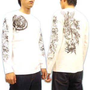 画像3: 鳳凰 刺青 デザイン 菊 和柄 長袖Ｔシャツ ブランド紅雀 (名入れ刺繍可) 和彫り 通販 和柄服