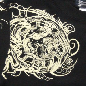画像3: 舞踊 髑髏 と輪入道 和柄 長袖Ｔシャツ 刺青デザインの紅雀（名入れ刺繍可）通販 和柄服
