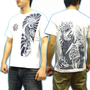 画像3: 鯉 鯉の滝登り 和柄Ｔシャツ 通販 刺青プリント 刺青デザイン
