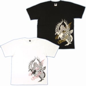 画像4: 麒麟 キリン と雲龍 和柄Ｔシャツ 通販