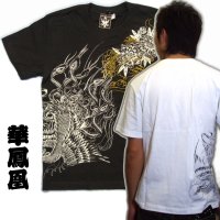 鳳凰と牡丹の刺青デザインＴシャツ通販