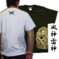 風神雷神騎龍 和柄 Ｔシャツ 紅雀 通販 名入れ刺繍可 刺青 和彫り デザイン