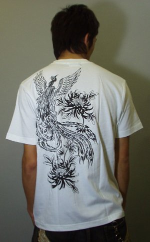 画像5: 紅雀 和柄 【鳳凰 と菊】 聖獣 Ｔシャツ 刺青 和彫り デザイン