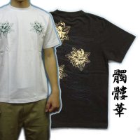 紅雀 和柄 【髑髏牡丹の流水】 Ｔシャツ （名入れ刺繍可）通販 刺青 和彫り デザイン