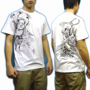 画像4: 風神雷神 和柄Ｔシャツ 筋彫風 刺青プリント 通販 刺青デザイン