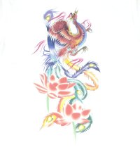 紅雀 和柄 鳳凰 蓮 フルカラー プリント Ｔシャツ 刺青 和彫り デザイン