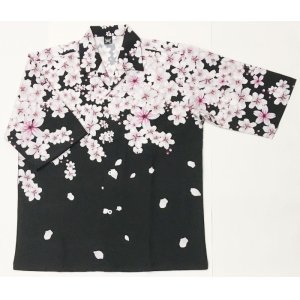 画像: 桜吹雪 ７分袖アロハシャツ メンズ 大きいサイズ 和柄 ブランド 紅雀