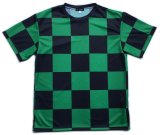 画像: 緑黒市松 受注生産 ポリエステルドライTシャツ 日本製 コスチューム