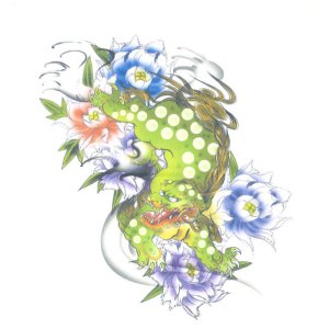 画像: 紅雀 和柄 唐獅子 フルカラー プリント Ｔシャツ 刺青 和彫り デザイン