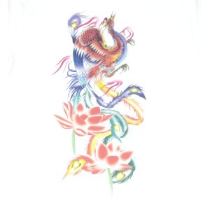 画像: 紅雀 和柄 鳳凰 蓮 フルカラー プリント Ｔシャツ 刺青 和彫り デザイン