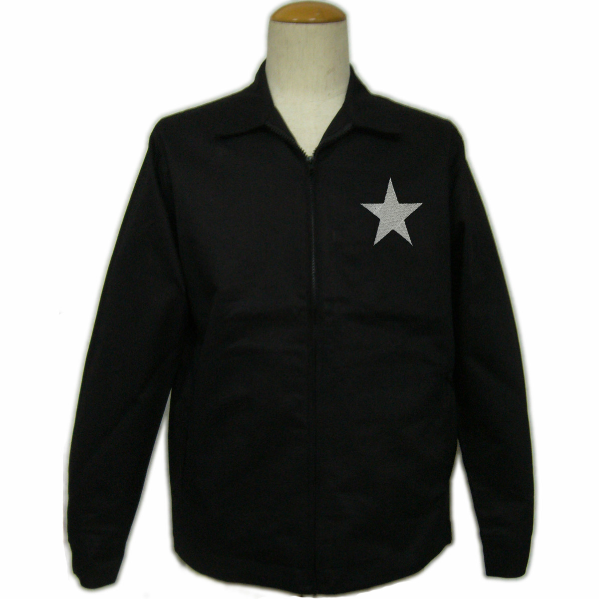 画像1: 黒 ジャケット（ スイングトップ ブルゾンジャンパー） 星 刺繍 カー倶楽部 通販