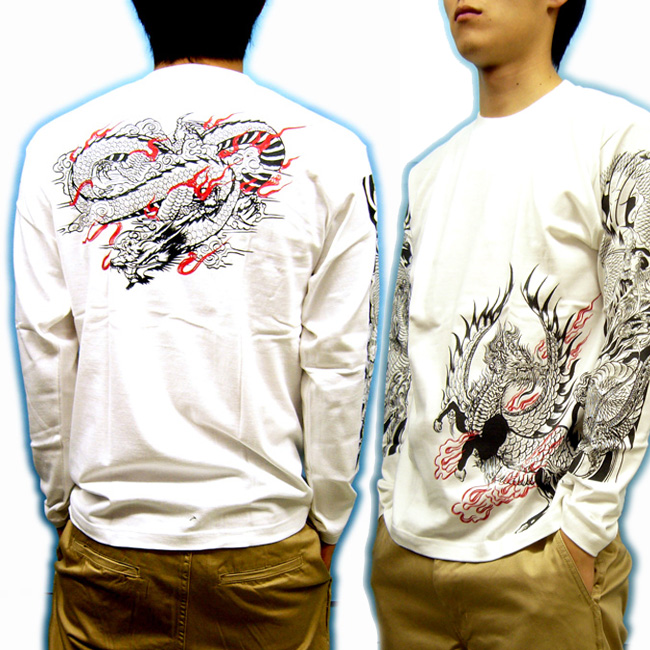 画像3: 麒麟 雲龍 長袖Ｔシャツ 和柄 ブランド紅雀 ネーム刺繍可 刺青Tシャツ 和彫 デザイン 通販 ロンＴ 和柄服
