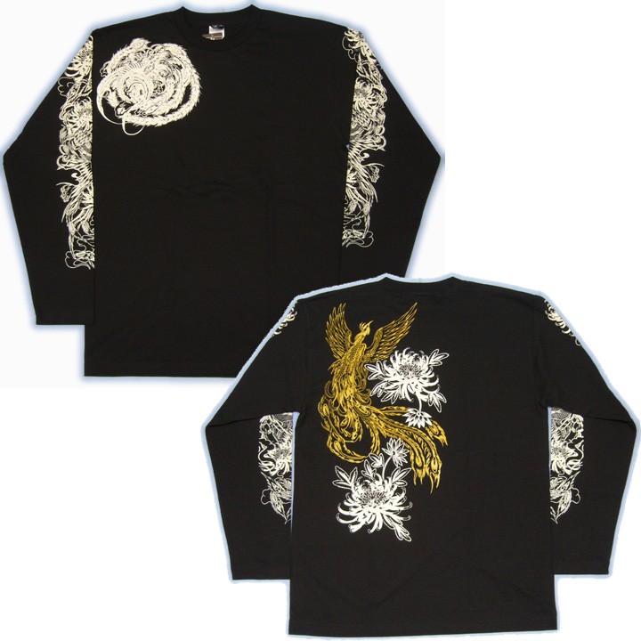 画像4: 鳳凰 刺青 デザイン 菊 和柄 長袖Ｔシャツ ブランド紅雀 (名入れ刺繍可) 和彫り 通販 和柄服
