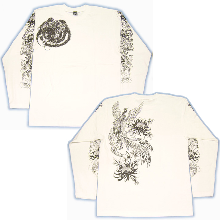 画像5: 鳳凰 刺青 デザイン 菊 和柄 長袖Ｔシャツ ブランド紅雀 (名入れ刺繍可) 和彫り 通販 和柄服