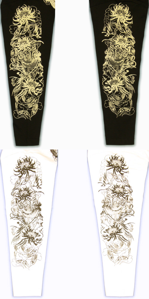 画像: 鳳凰 刺青 デザイン 菊 和柄 長袖Ｔシャツ ブランド紅雀 (名入れ刺繍可) 和彫り 通販 和柄服