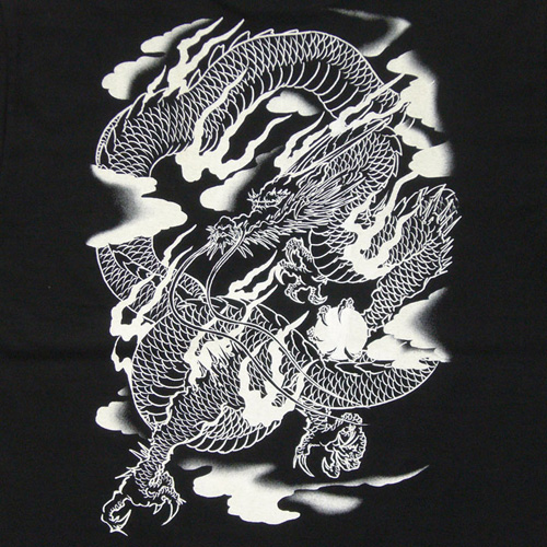 画像: 雷神 騎龍(胸)背中 龍 宝玉 和柄長袖Ｔシャツ ブランドは紅雀 通販 (刺青 和彫り デザイン) 和柄服