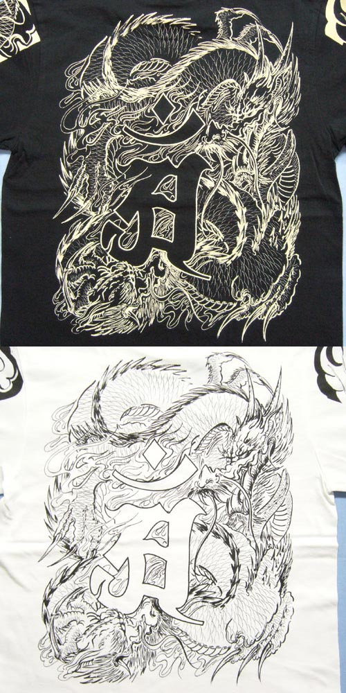 画像: 龍 辰 梵字 の胸割 刺青 長袖tシャツ 紅雀 和彫り デザイン 和柄Ｔシャツ 通販 名入れ刺繍対応 和柄服