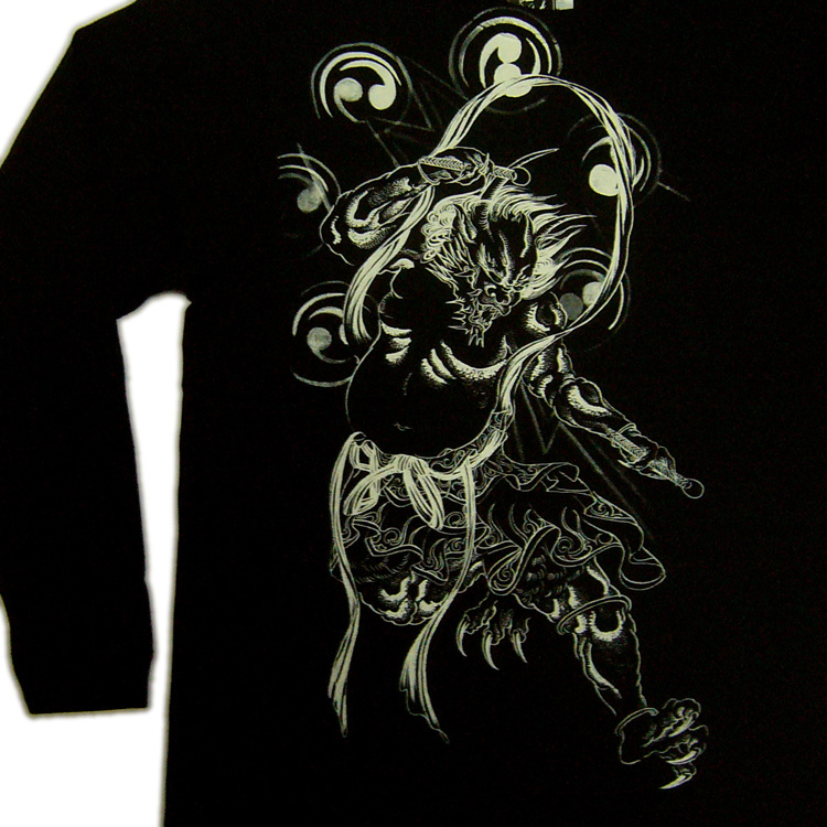 画像3: 和柄ロンＴ 風神雷神 (和柄長袖Ｔシャツ袖口リブ） 和柄服