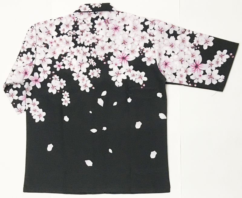 画像2: 桜吹雪 ７分袖アロハシャツ メンズ 大きいサイズ 和柄 ブランド 紅雀