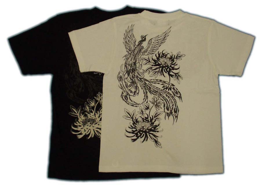 画像: 紅雀 和柄 【鳳凰 と菊】 聖獣 Ｔシャツ 刺青 和彫り デザイン