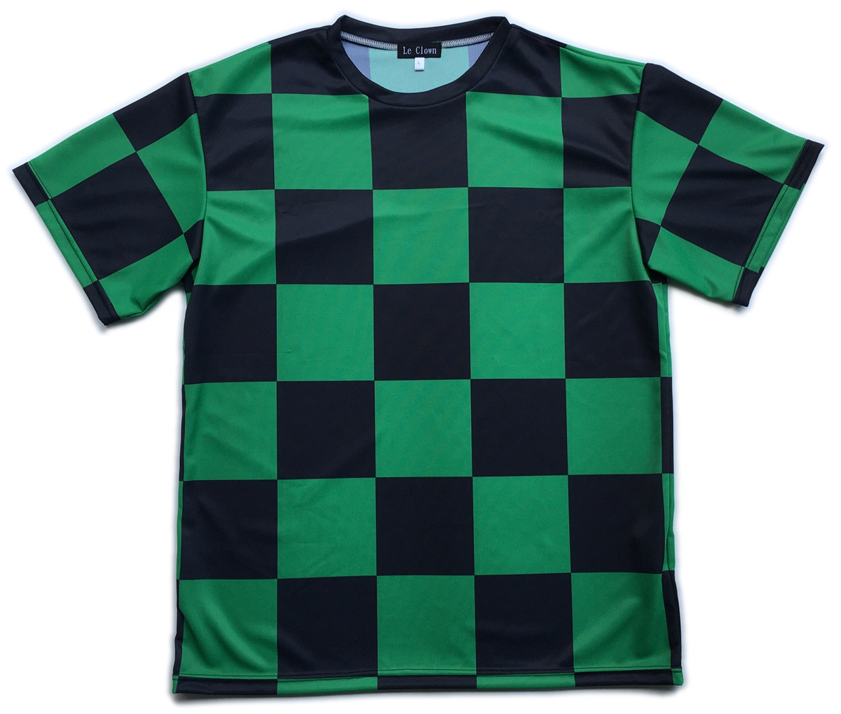 画像1: 緑黒市松 受注生産 ポリエステルドライTシャツ 日本製 コスチューム