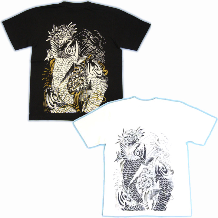 和柄 Tシャツ鯉胸割 刺青風自社オリジナルの通販