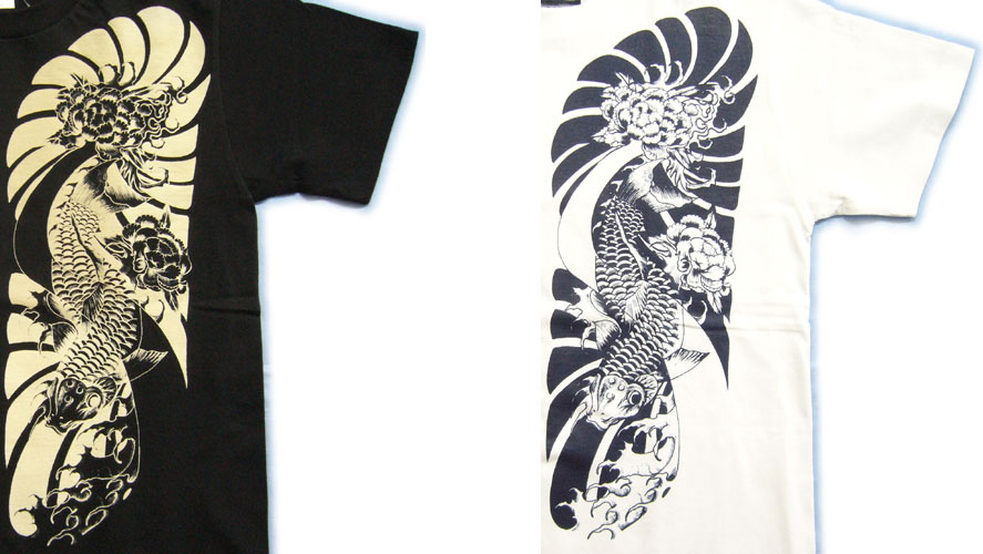 画像: 鯉 鯉の滝登り 和柄Ｔシャツ 通販 刺青プリント 刺青デザイン