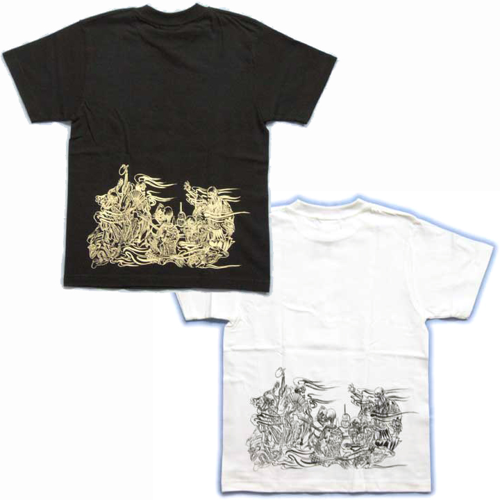 画像5: 輪入道胸割と腰に宴髑髏 和柄 Ｔシャツ 紅雀 通販 名入れ刺繍可 刺青 和彫り デザイン 和柄服