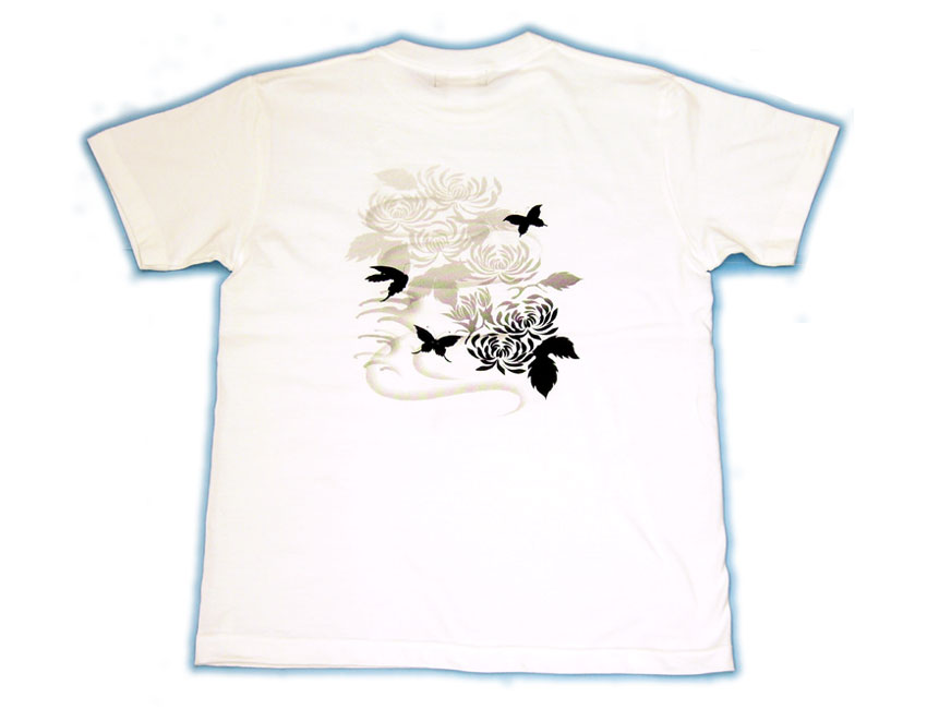 画像: 紅雀 和柄 菊 蝶 フルカラー プリント Ｔシャツ 刺青 和彫り デザイン